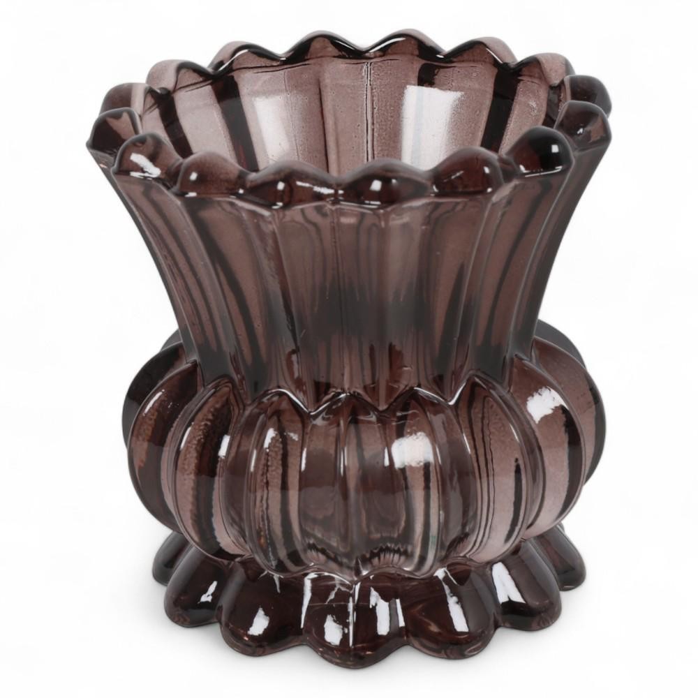 PORTACANDELA VETRO ANNEMARIE MARRONE H.7.5